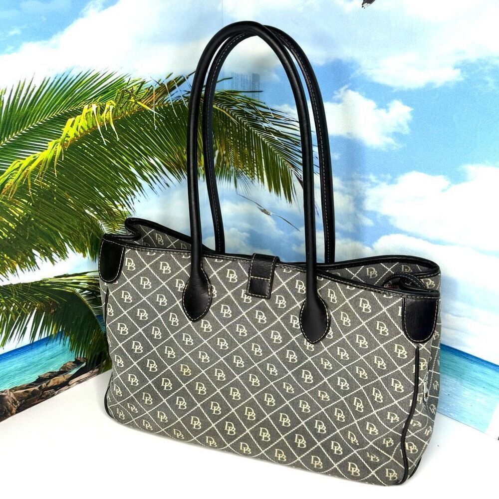 Dooney & Bourke Signature Db Canvas Satchel Tote … - image 2